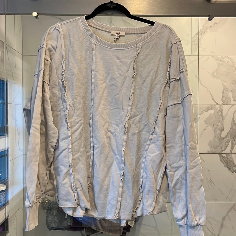 Mineral washed top by Easel. Large. Light mushroom. Lightweight sweatshirt feel.